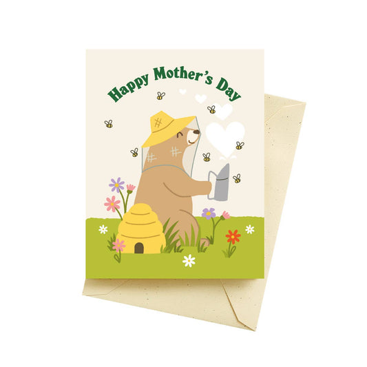 Greeting Card - Mother's Day: Bear Beekeeper