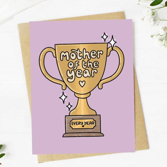 Greeting Card - Mother's Day: Mother of The Year Trophy Card
