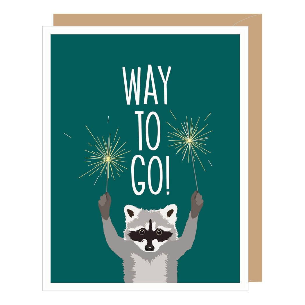 Greeting Card - Congratulations: Raccoon with Sparklers