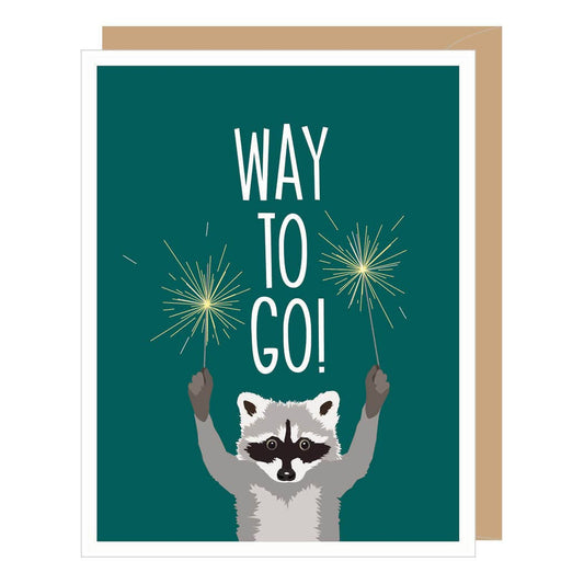 Greeting Card - Congratulations: Raccoon with Sparklers