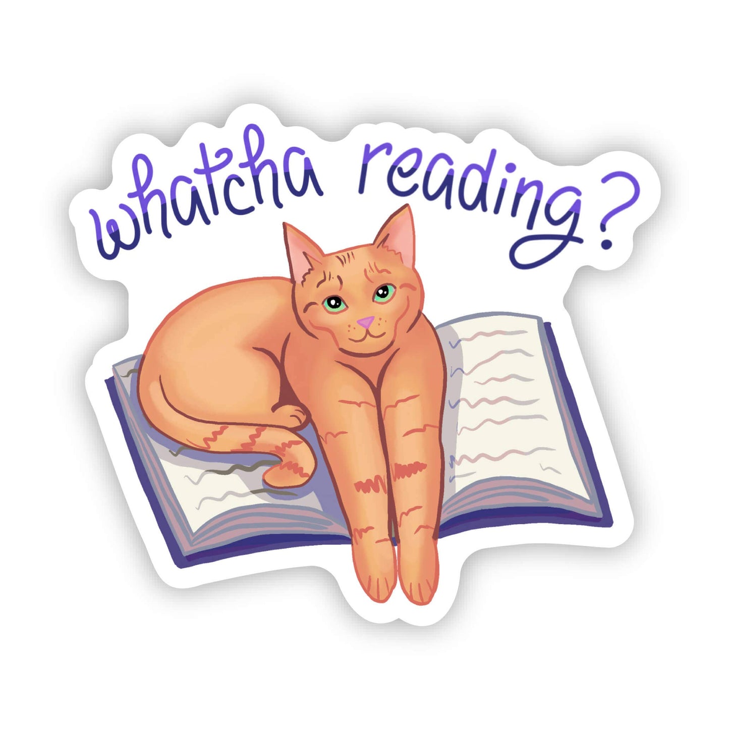 Sticker-Cat-06: Whatcha Reading?