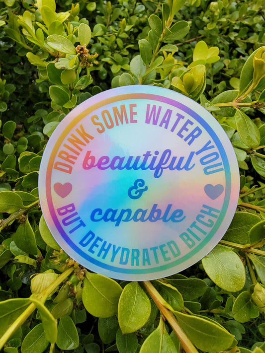Sticker-Food-11: Drink Some Water (Rainbow Holographic)