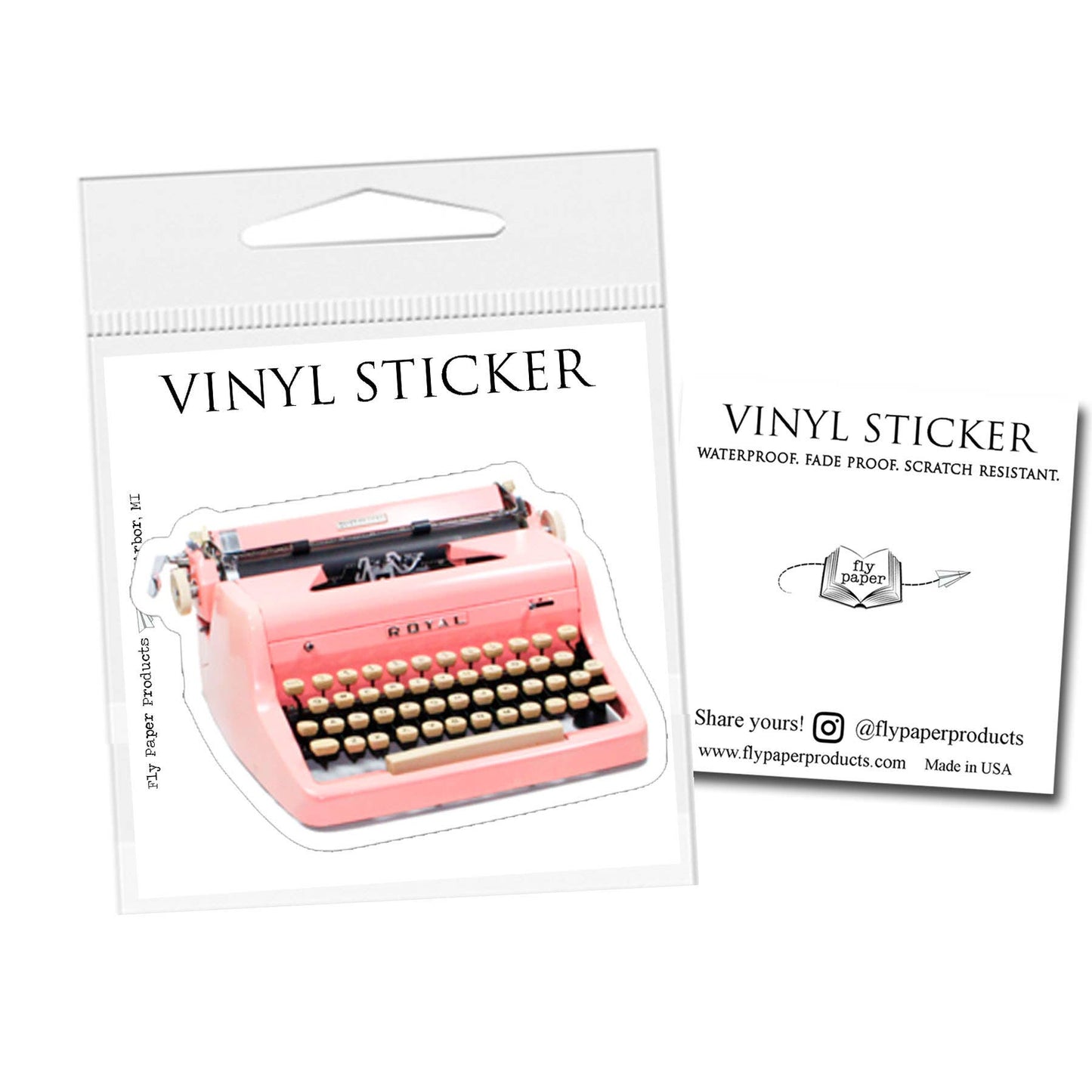 Sticker: Pink Royal Vintage Typewriter
