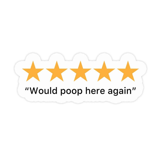 Sticker: 5 Star Poop Review - Funny Restroom Sticker