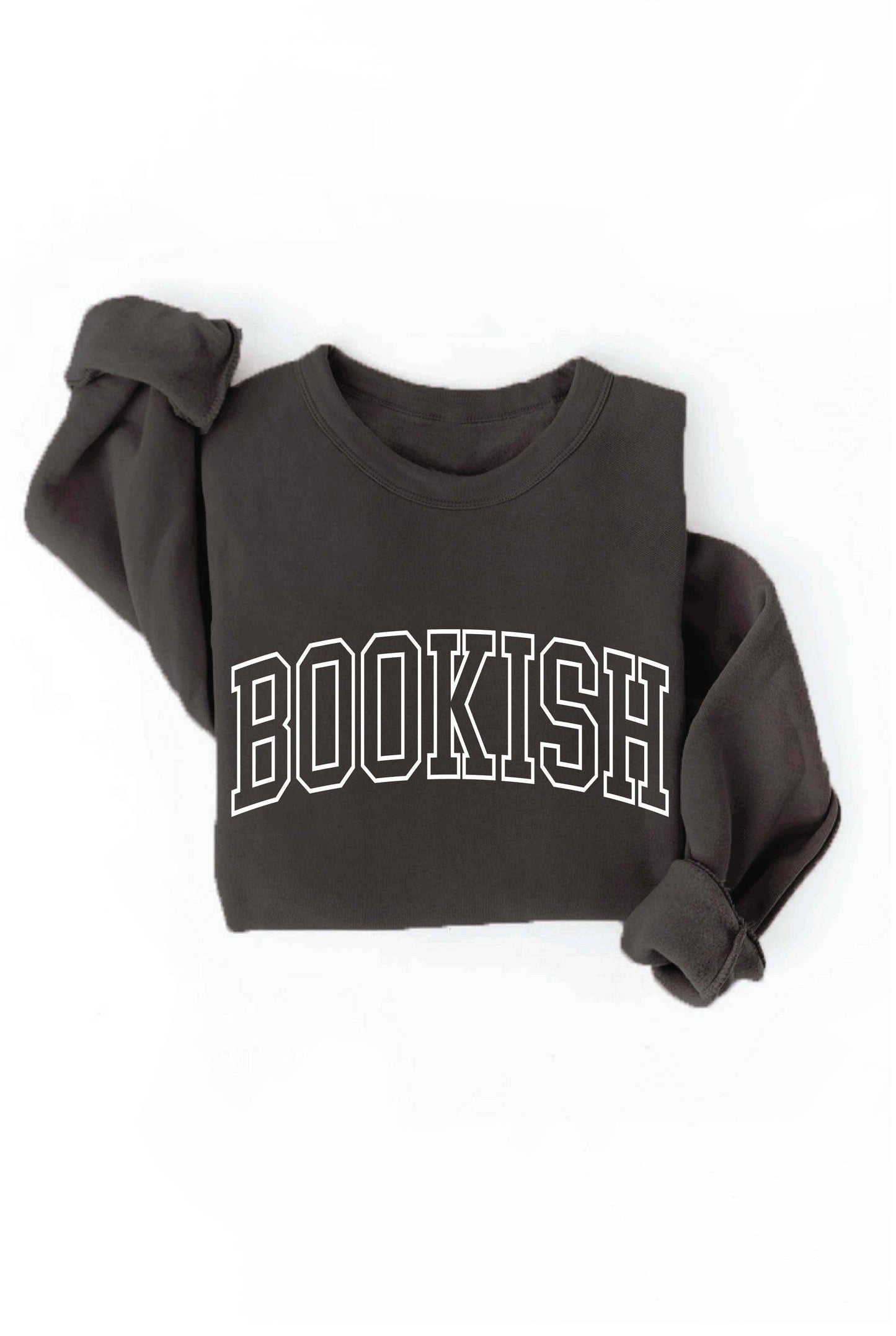 Sweatshirt: BOOKISH (White on Black)