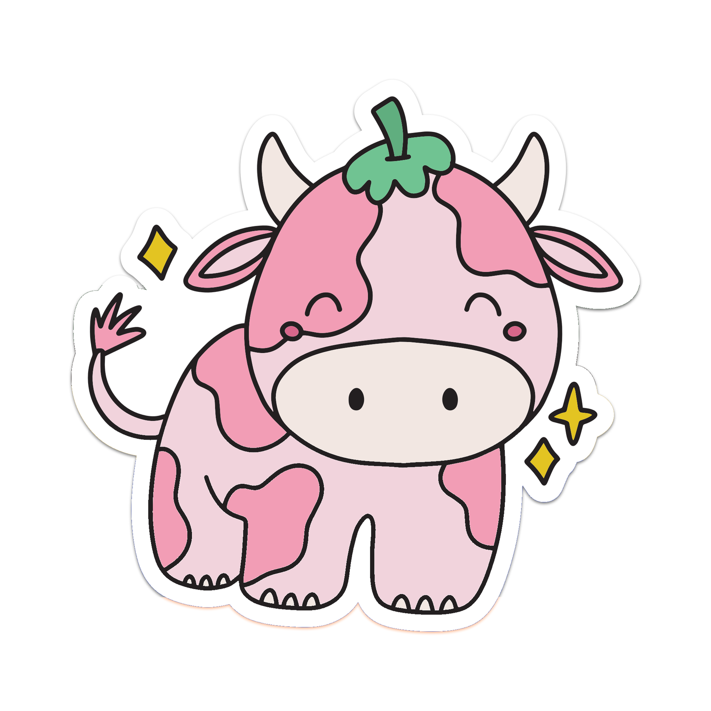 Sticker-Cow-01: Strawberry Cow