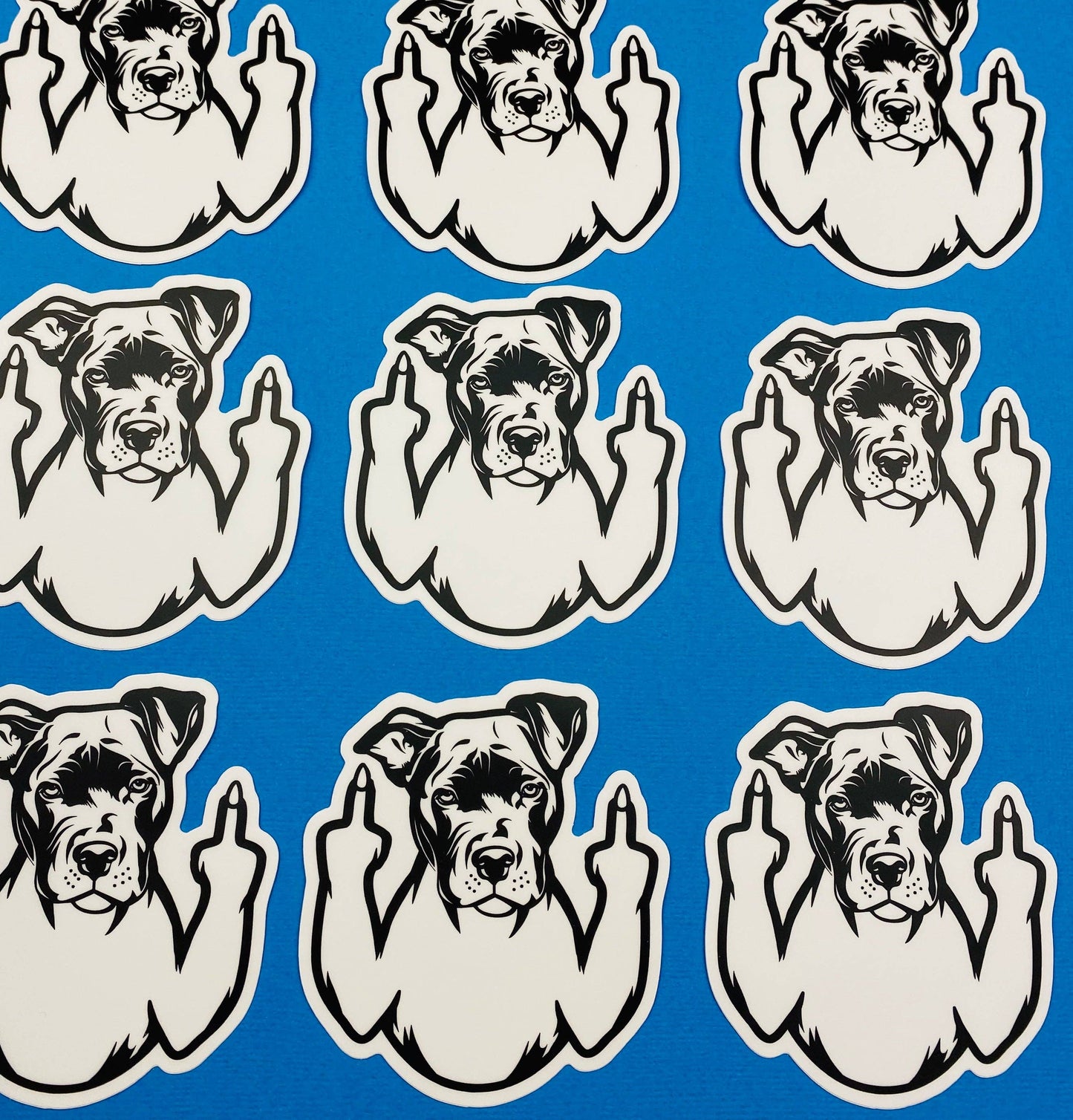 Sticker-Dog-07: Pitbull With Middle Fingers