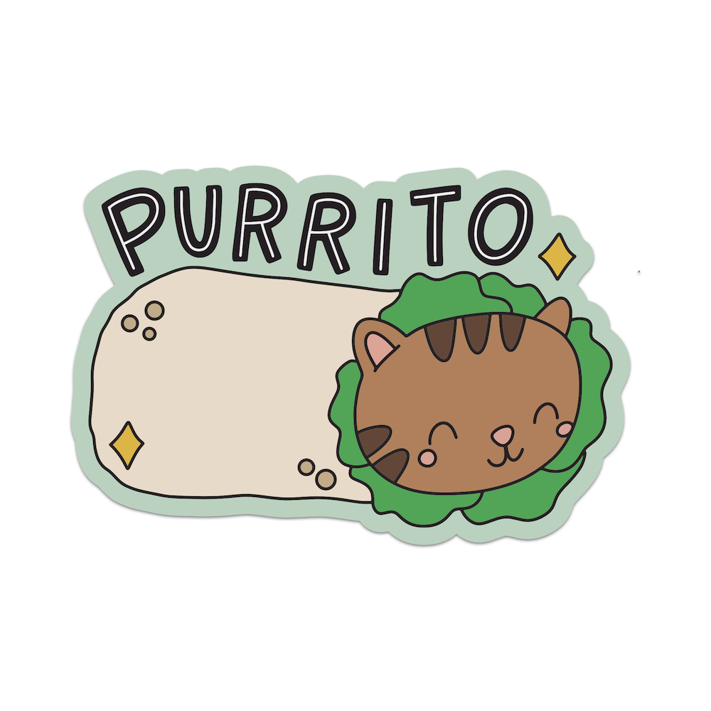 Sticker-Cat-99: Purrito Cute Cat Burrito