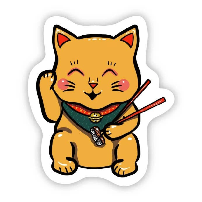 Sticker-Cat-20: Beckoning Sushi Cat