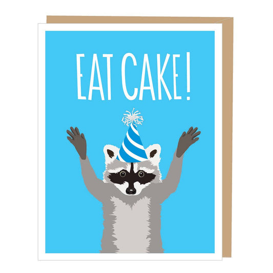 Greeting Card - Birthday: Raccoon Eat Cake