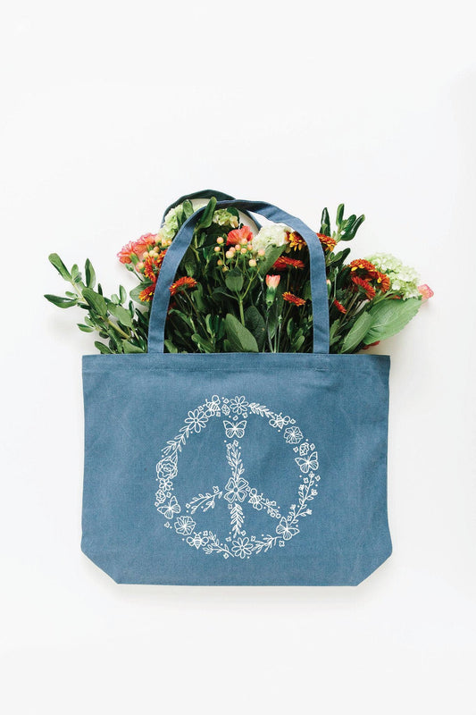Tote Bag: Pollinator Peace Sign (Medium)