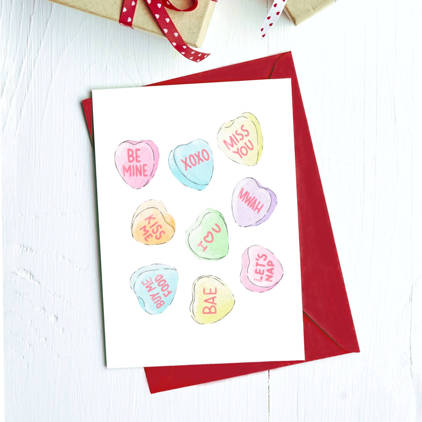 Greeting Card - Love: Candy Heart Lovers