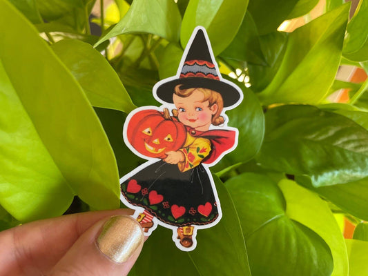 Sticker-Halloween-02: Witch and Her Pumpkin