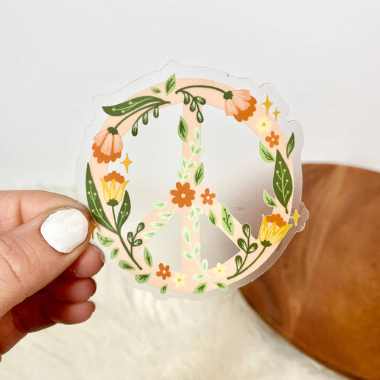 Sticker: Peace Sign with Flowers