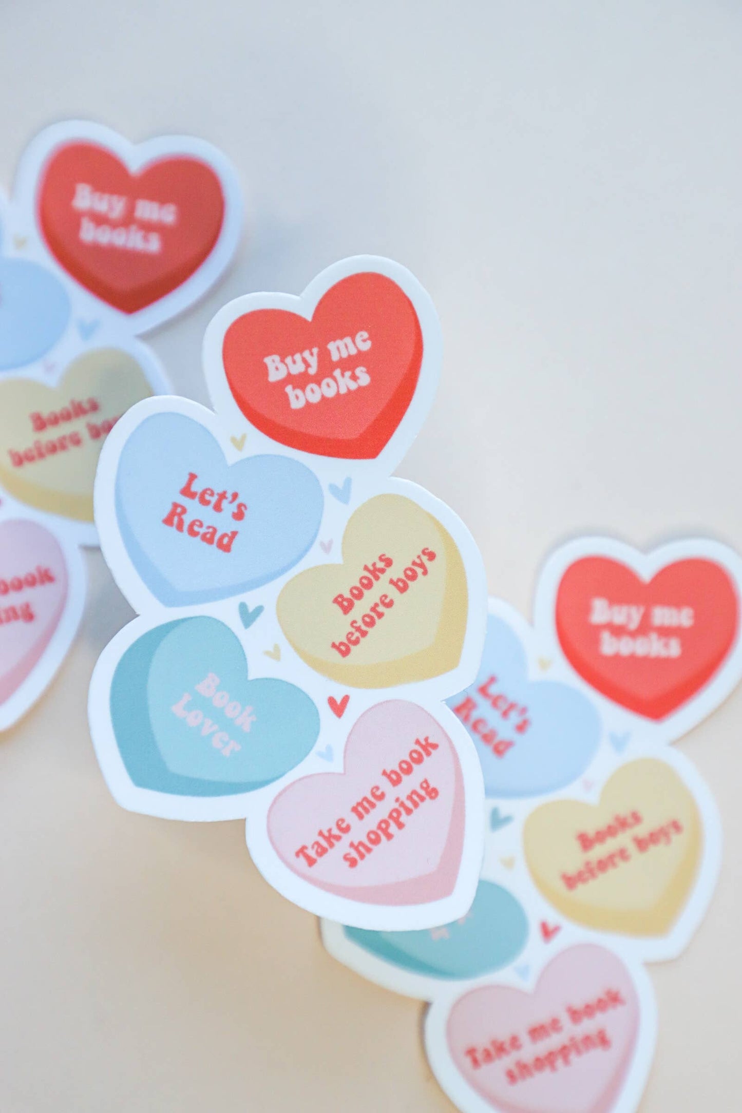 Sticker-Books-22: Bookish Conversation Hearts Sticker