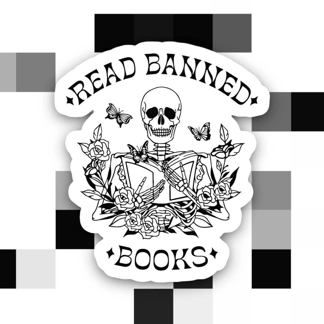 Sticker-BannedBooks-07: Read Banned Books - Skeleton