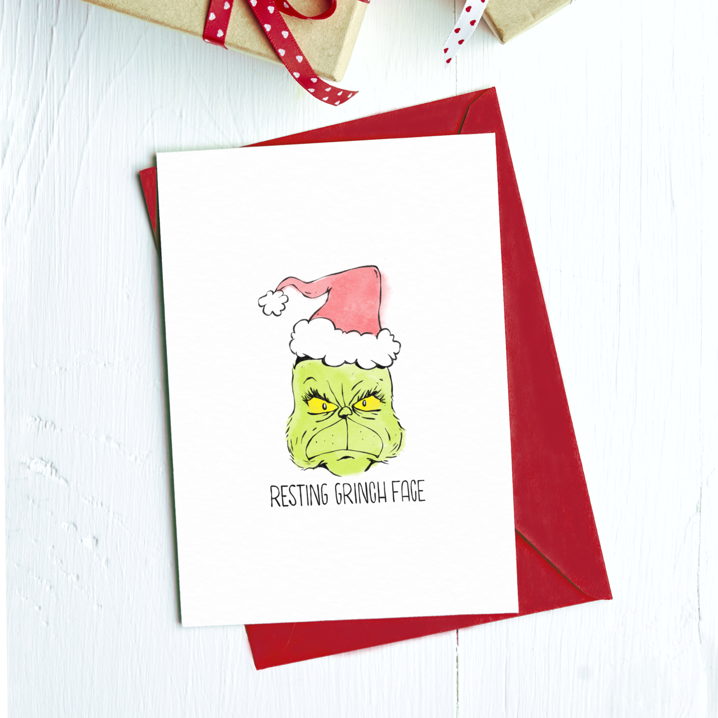 Greeting Card-Christmas-01: Resting Grinch Face