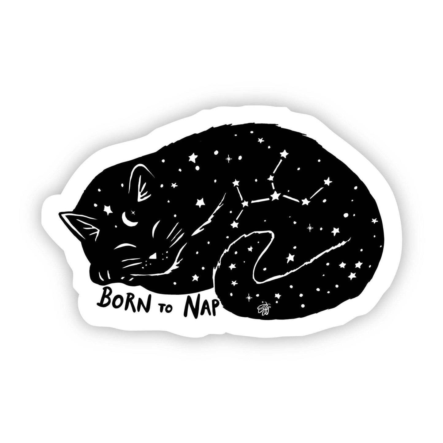 Sticker-Cat-09: Cat With Stars - Born to Nap