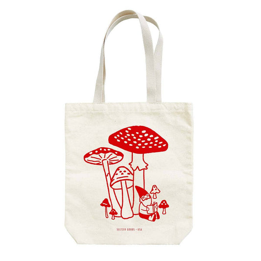 Tote Bag: Gnome Reading With Mushrooms