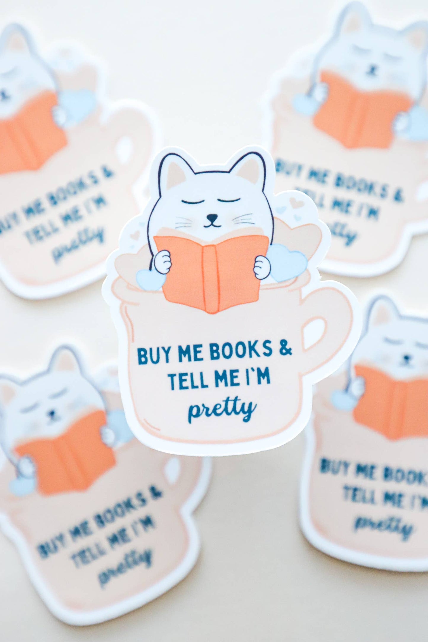Sticker-Cat-25: Buy Me Books & Tell Me I'm Pretty
