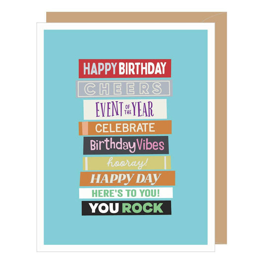 Greeting Card - Birthday: Stack of Books