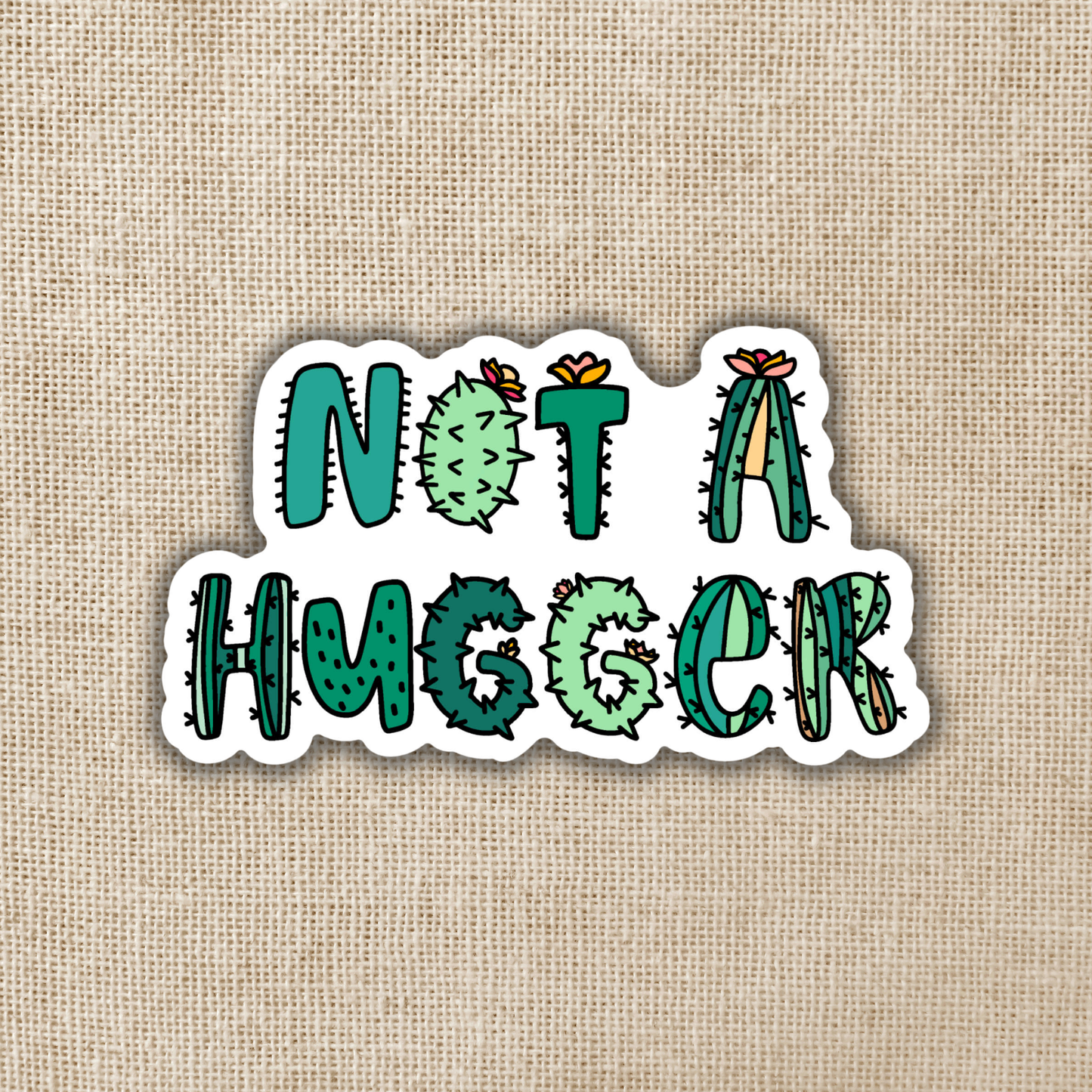 Sticker-Social-11: Not a Hugger Cactus